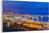 Schilderij - Uitzicht op Barcelona en de zeehaven — 90x60 cm