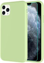 Siliconen Hoesje Backcover Spearmint + Tempered Glas Geschikt voor: iPhone 12