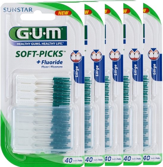 GUM Soft Picks Large - 5 x 40 stuks - Ragers - Voordeelverpakking