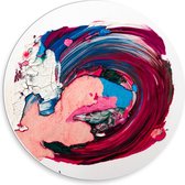 Forex Wandcirkel - Roze/Blauwe Verfvegen - 30x30cm Foto op Wandcirkel (met ophangsysteem)