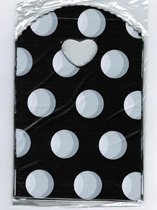 Traktatie zakjes 20x13cm (150 stuks) - Zwart met witte stippen / cadeautasjes / kleine plastic tasjes