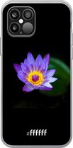 iPhone 12 Pro Max Hoesje Transparant TPU Case - Purple Flower in the Dark #ffffff