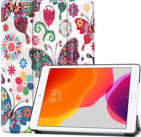 Tablethoes Geschikt voor: Apple iPad 10.2 (2019) 7e generatie / iPad 10.2 (2020) 8e generatie / iPad 10.2 (2021) 9e generatie 10.2 inch Ultraslanke Hoesje Tri-Fold Cover Case - Butterfly