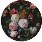 Forex Wandcirkel - Oude meesters - Stilleven: bloemen in vaas, Jan Davidsz. de Heem - 90x90cm Foto op Wandcirkel (met ophangsysteem)