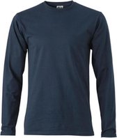 James and Nicholson - Unisex Lange Mouwen Elastisch T-Shirt (Navy)