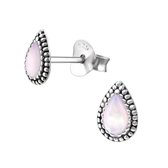 Oorbellen | Oorstekers | Zilveren oorstekers, traan in pink en turquoise