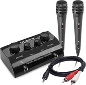 Karaoke set - Vonyx AV430B - Microfoons, mixer en kabel voor telefoon, tablet of laptop - Maak van je eigen stereo set een karaoke set! - Zwart