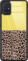 Samsung A51 hoesje glass - Luipaard geel | Samsung Galaxy A51  case | Hardcase backcover zwart