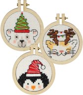 Leuke kersthangers voor in de kerstboom borduren (set van 3 stuks)