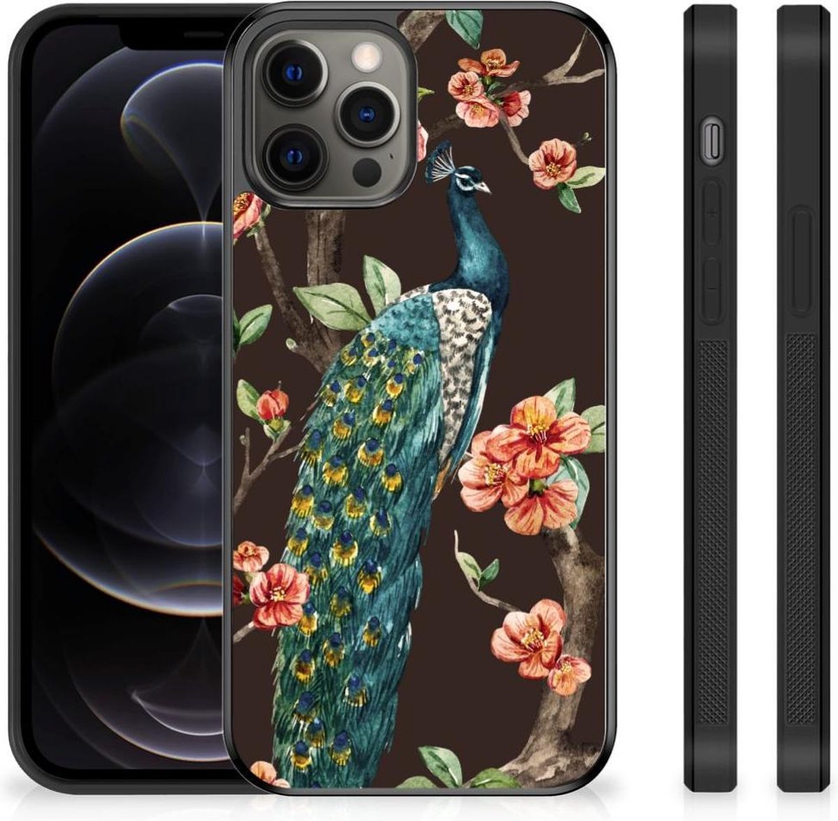 iPhone 12 Pro Max Back Cover Pauw met Bloemen