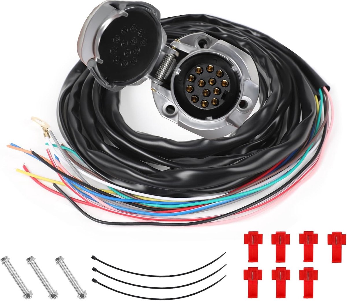 Pre-Wired 13 Polige Trailer Power Strip met 2m Kabel - Elektrische Adapter voor Trucks, Motorhomes en Caravans