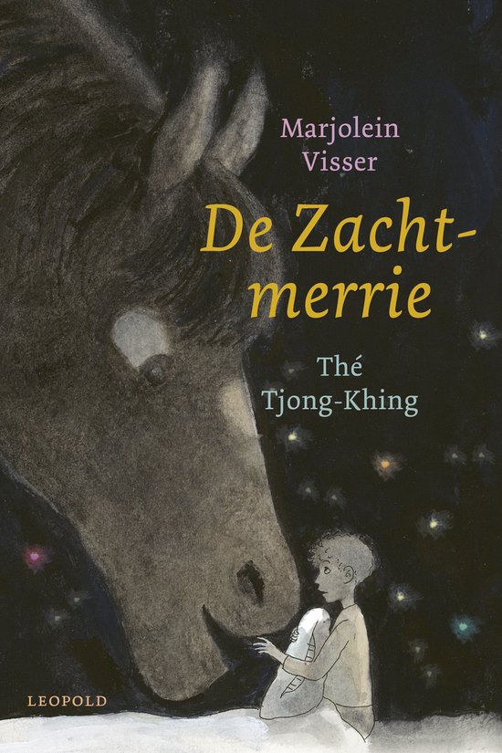 De zachtmerrie. Een jongen kijkt naar een paard met sterren op de achtergrond.