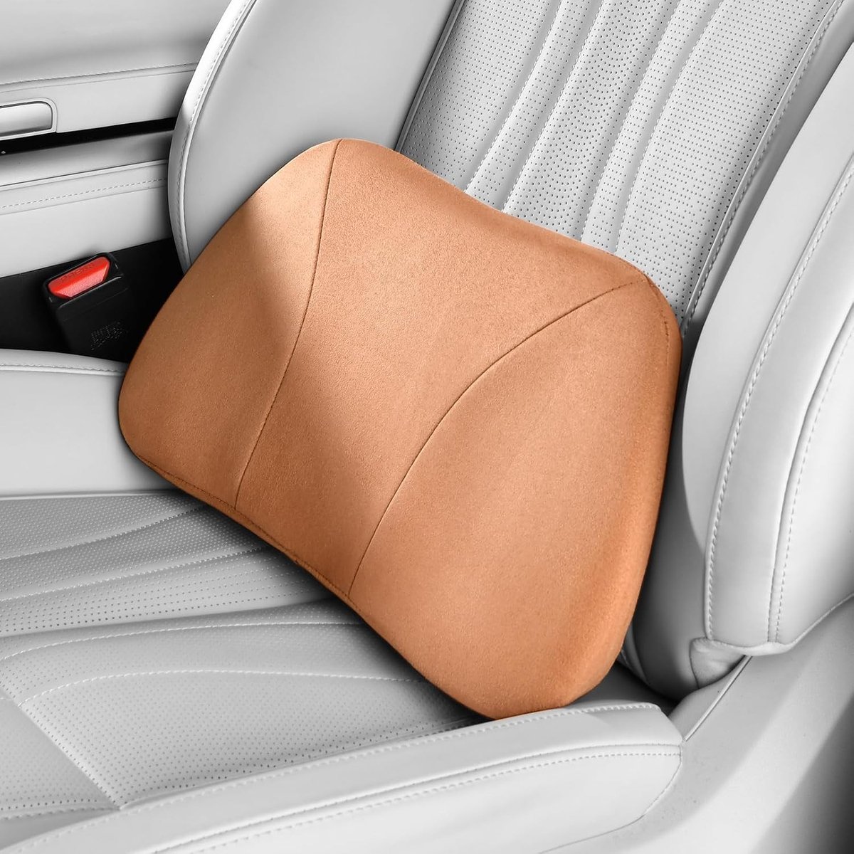Fluffy Suede Lendenkussen 39 x 22 cm met Premium Geheugenfoam, Comfortabele Rugsteun voor Auto en Bureaustoelen, Ergonomisch Ontwerp voor Optimale Ondersteuning