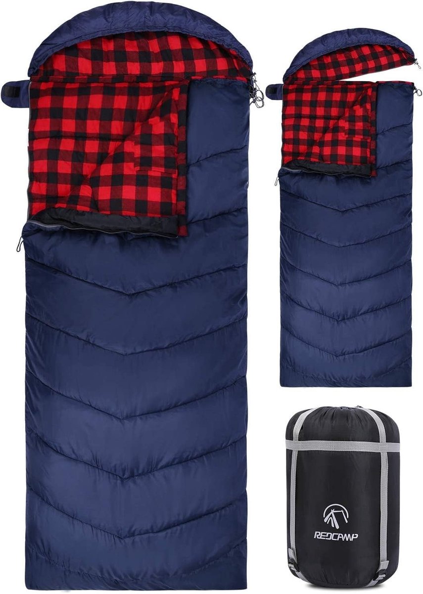 XL katoenen slaapzak voor volwassenen, warm en comfortabel, flanel, ideaal voor 3-4 seizoenen, outdoor en kamperen