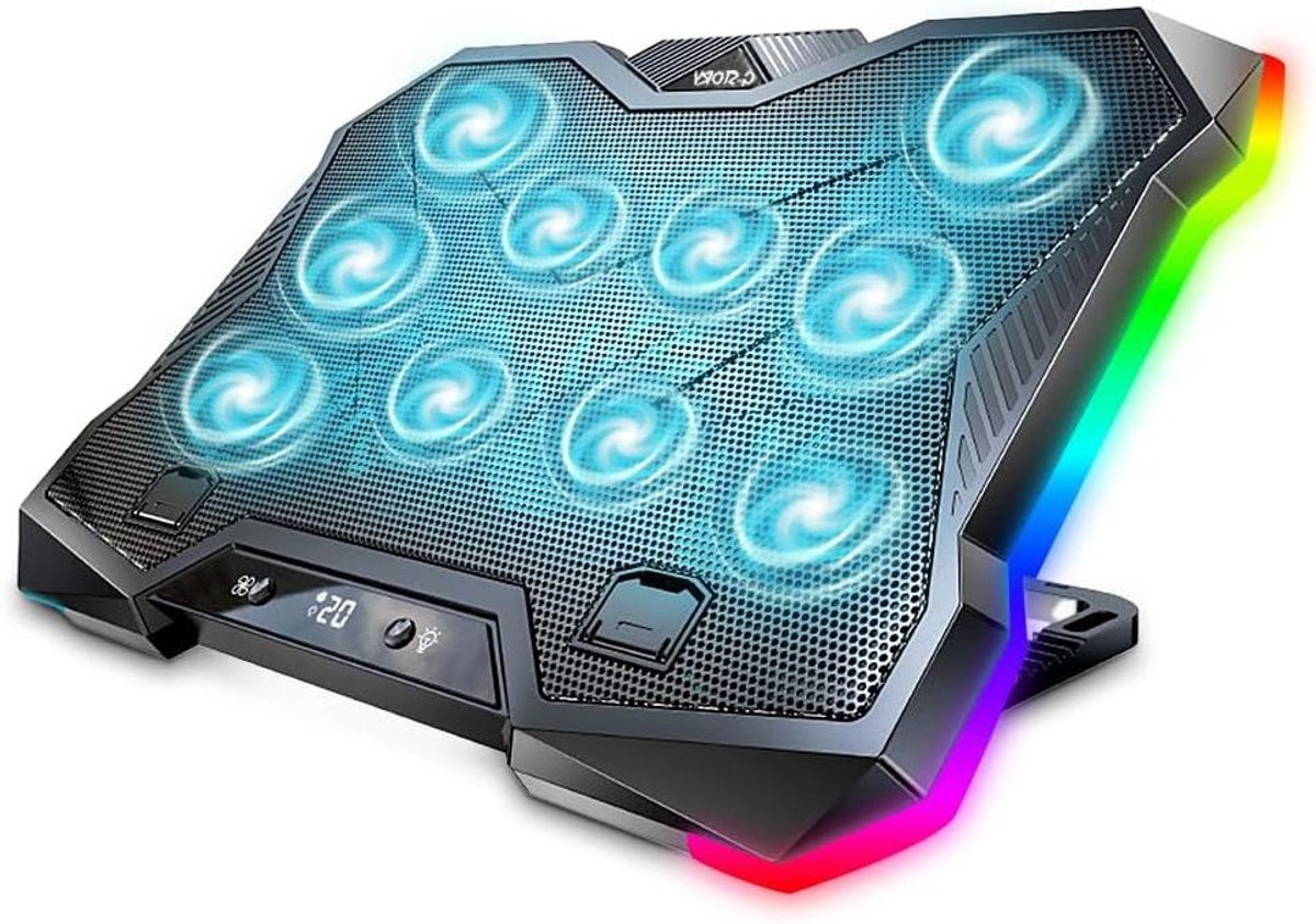 Laptop Koelpad - Laptop Ventilator - Gaming Prestaties - 10 Turbo Ventilatoren - 12-18 Inch - Zwart