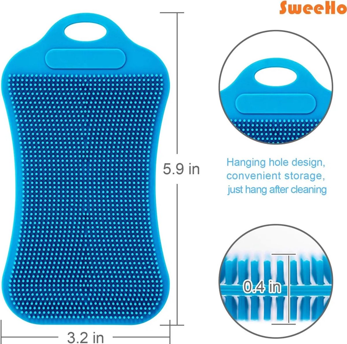 Voedselveilig siliconen sponsje, dubbelzijdig siliconen sponsje, Geschikt voor servies, kookgerei, groenten en fruit, herbruikbaar schoonmaakproduct, BPA-vrije premium keukenhulp (3-pack)