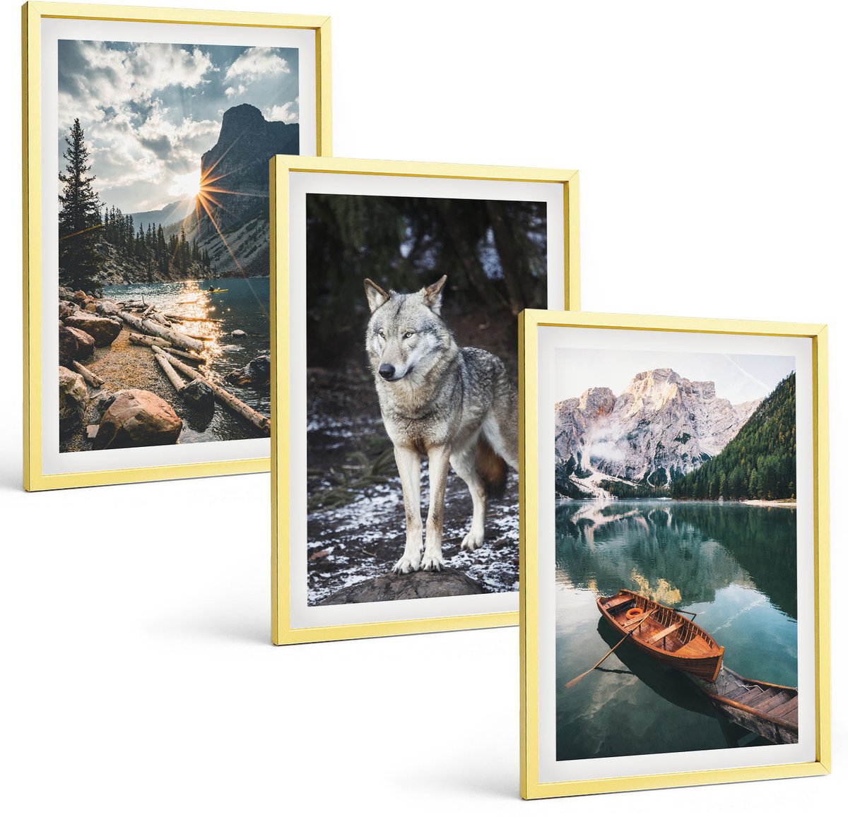 Coloray 3-Delige Schilderij Set - Strandstenen, Natuurlijke Structuren - 40 x 60 cm - Decoratieve Schilderijen - Woonkamer - Interieur - Muurdecoratie