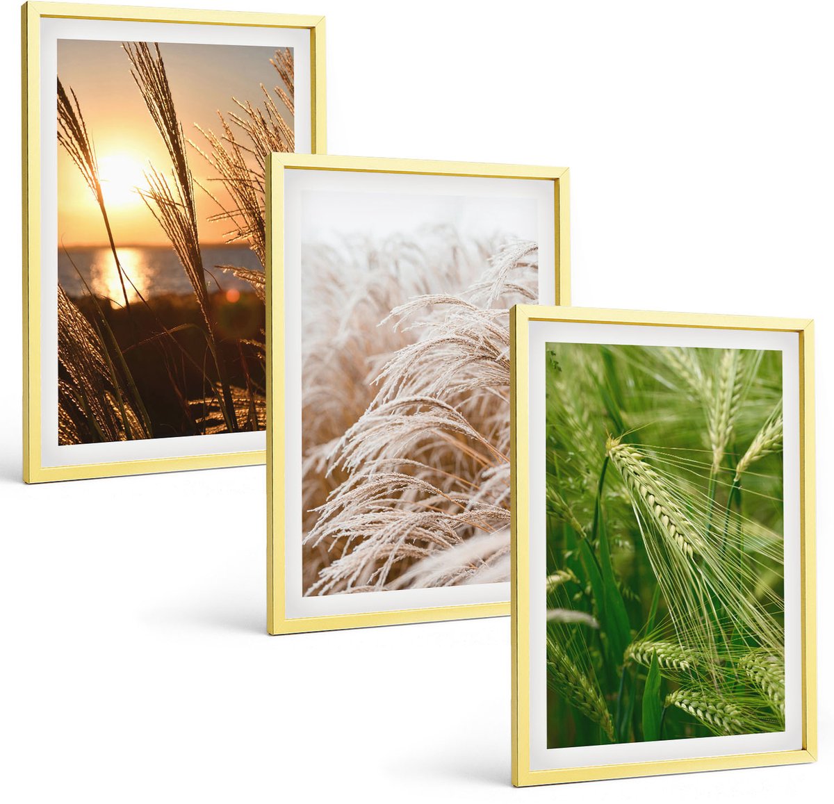 Coloray 3-Delige Schilderij Set - Berglandschappen Met Meer En Herten In De Natuur - 40 x 40 cm En 40 x 60 cm - Moderne Wanddecoratie - Slaapkamer - Decoratieve Schilderijen