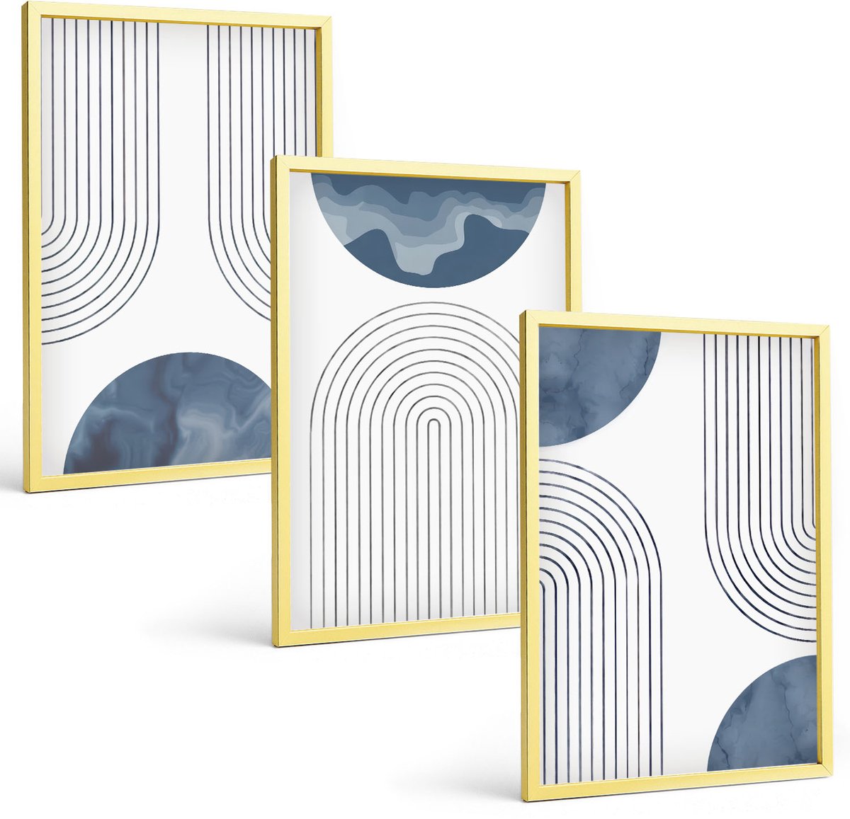 Coloray 3-Delige Schilderij Set - Citrusvruchten In Een Zonnige Binnenplaats Met Planten - 40 x 40 cm En 40 x 60 cm - Muurdecoratie - Decoratieve Schilderijen - Wohnzimmer