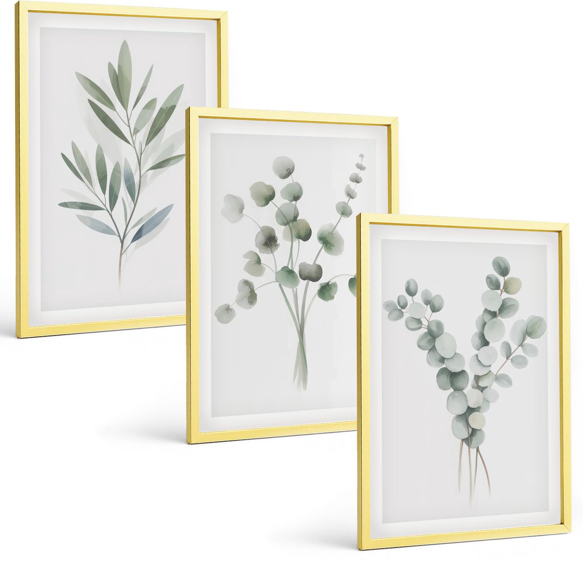 Coloray 3-Delige Schilderij Set - Plantenpatronen En Abstracties In Boho-Stijl - 40 x 40 cm En 40 x 60 cm - Muurdecoratie - Interieur Decoratie - Stijlvolle Muurdecoratie