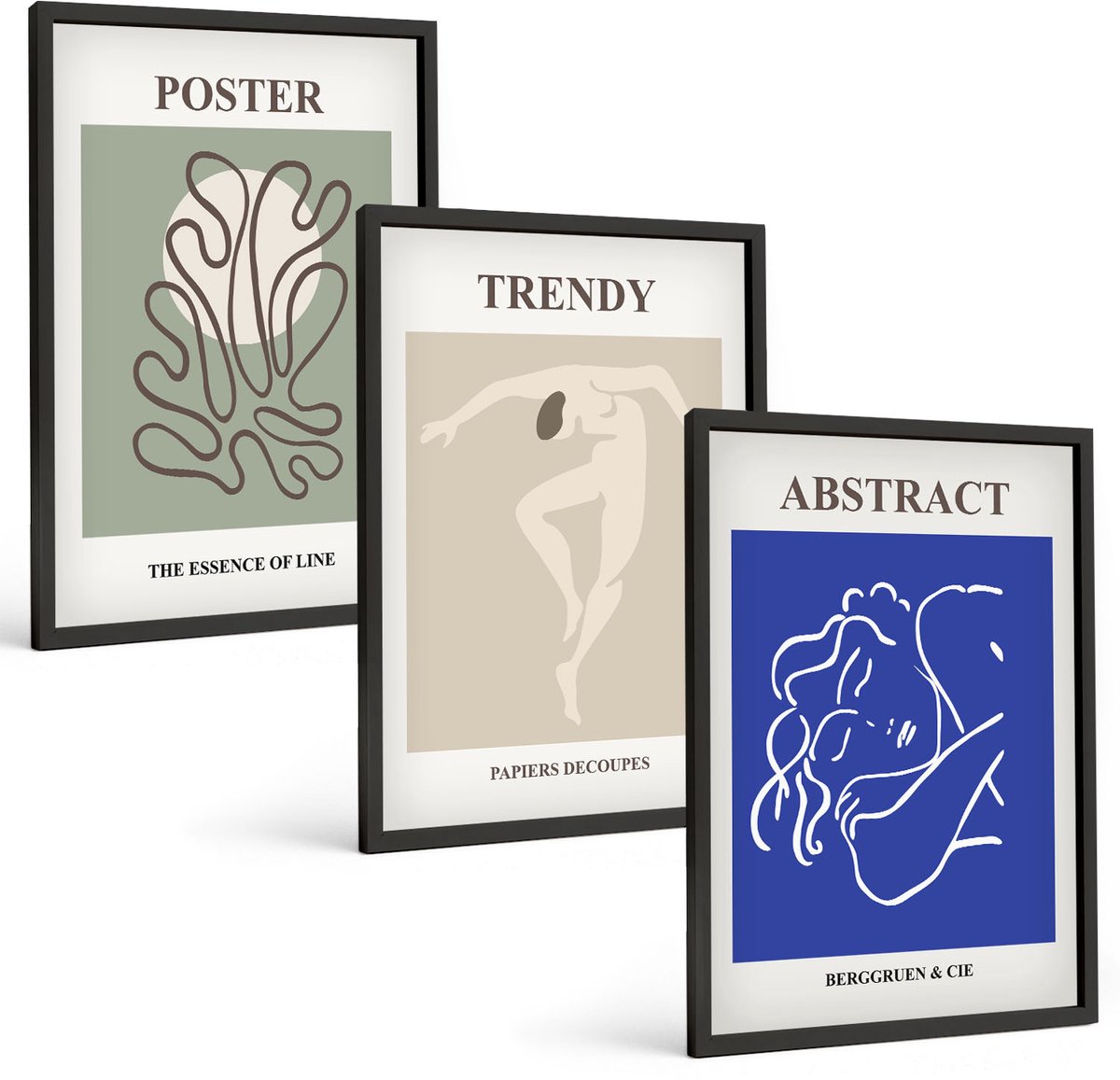 Coloray 3-Delige Schilderij Set - Pastelillustraties Van Henri Matisse - 40 x 60 cm - Moderne Wanddecoratie - Slaapkamer - Woonkamer Decoratie