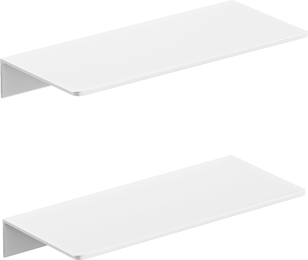 Set van 2 Metalen Floating Shelves - Roestvrij Aluminium Wandplanken zonder Boren - Ideaal voor Opslag en Decoratie in Elke Kamer (30cm, Wit)