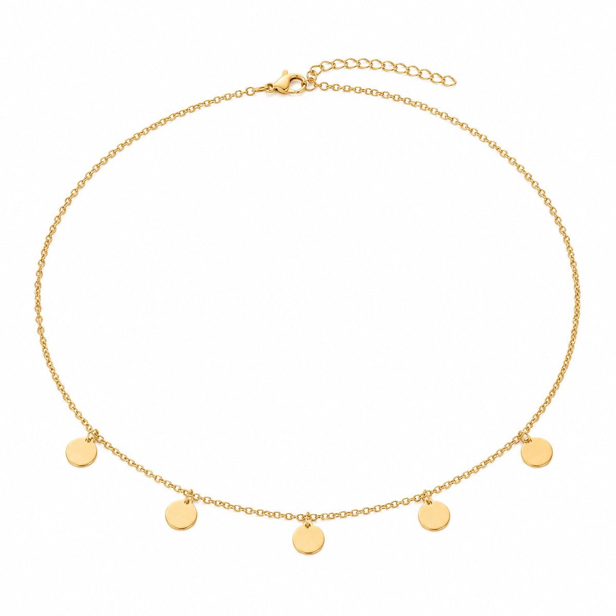 Victorious Gouden Ketting Dames – Halsketting met Muntjes Hangers – RVS - 45 - 50cm