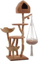 Kattenu PureWood Deluxe Bruin - Houten krabpaal boomstam - krabpaal hout voor katten - krabpaal hout design