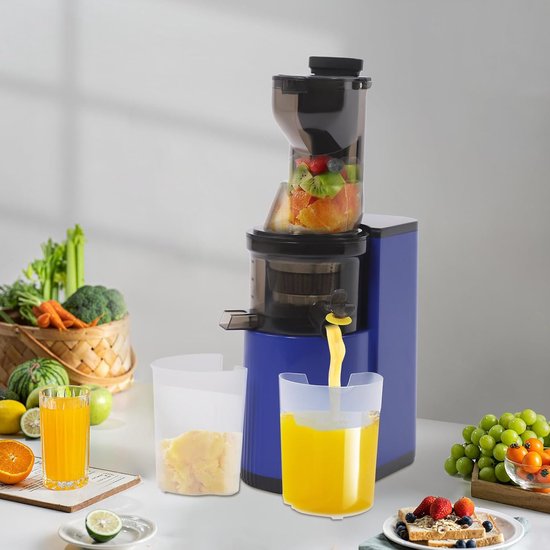 Elektrische Sapcentrifuge - Slow Juicer - Gezonde Sappen Maken - Hoge Sapopbrengst - 8 cm Vulopening - Blauw — afbeelding 2