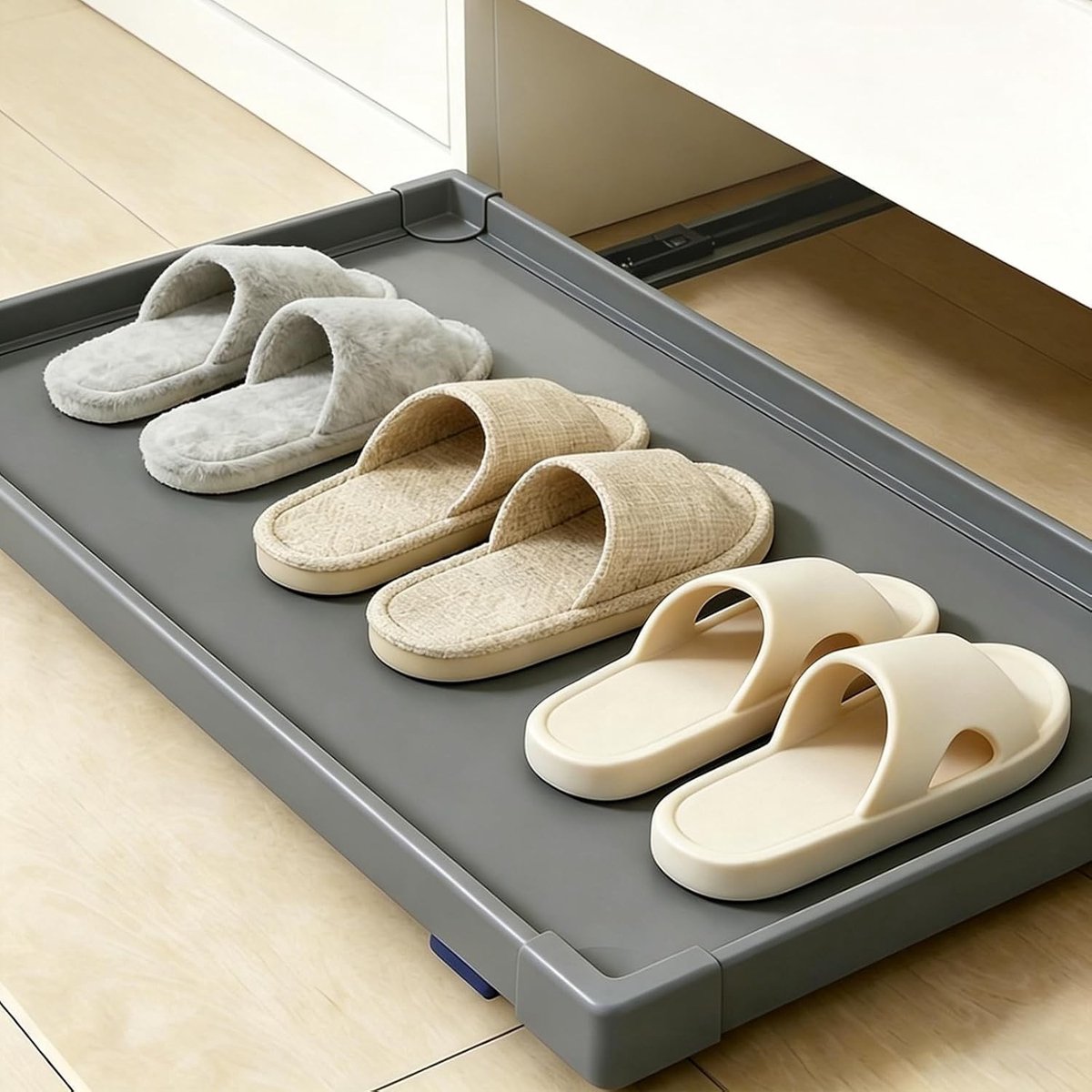 Schoenenrek Organizer voor Onder de Kast met Handsfree Uittrekbare Lade - Ruimtebesparend en Praktisch, Diepte 31 cm, Breedte 24 cm