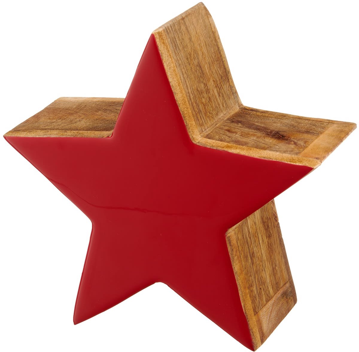 Gasper kerstster Massivo rood/natuur Ø 19 cm mangohout
