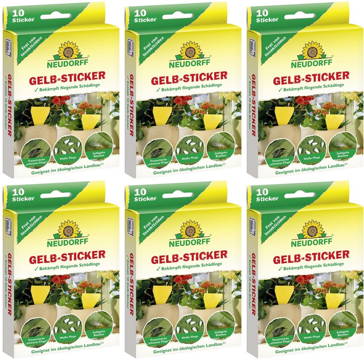 Neudorff Geel-sticker 6x 10 stuks insectenvallen