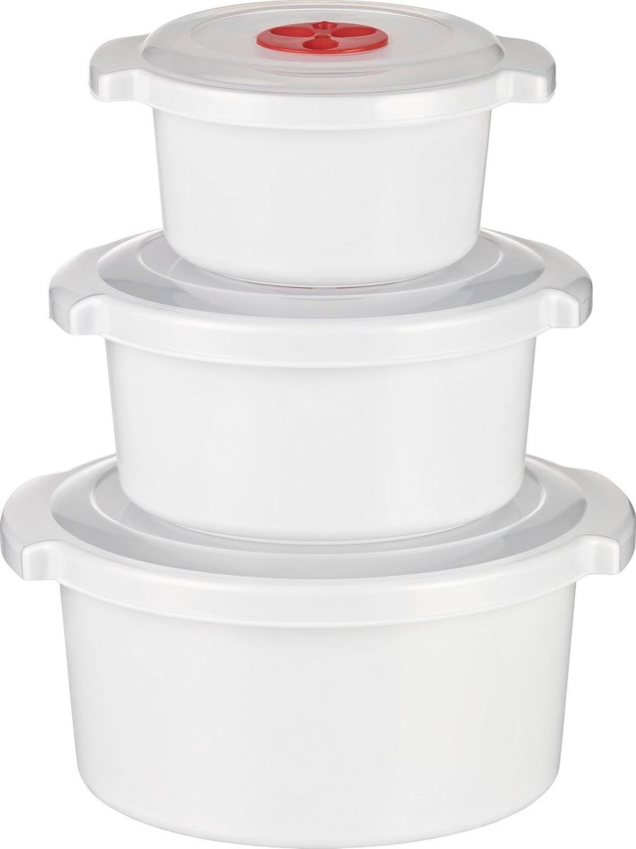 Magnetron Beker Set - Verse en Diepvries Set - Eten Opwarmen - Met Stoomventiel - 3 Delig 0.5 1 2L
