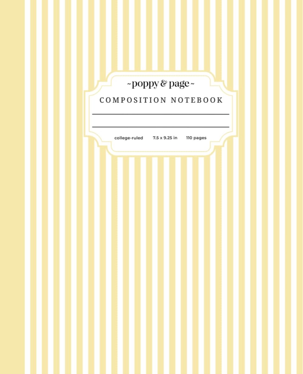 Yellow Striped Composition Notebook: Cute Aesthetic Pastel Butter Yellow and White Stripe Journal for Women and Teen - ShopVlot