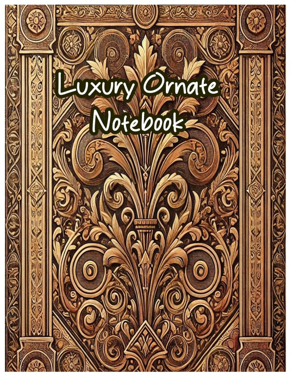 Luxury Ornate Notebook - 120 Pages, 8.5 x 11, Elegant Baroque Gold Design - ShopVlot