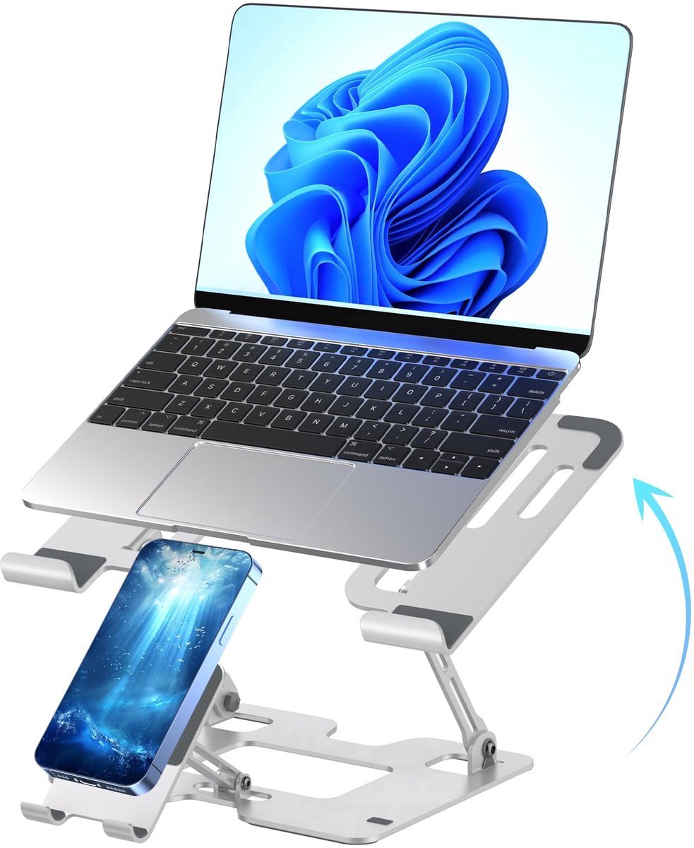 casalora - 2-in-1 Telefoon Tablet Houder - Tablet Houder - Tabletstandaard - Opvouwbaar - Verstelbaar - Telefoonstandaard Inklapbaar - Van 10 tot 16 Inch - voor Ipad, Tablet, Smartphone, Universaal