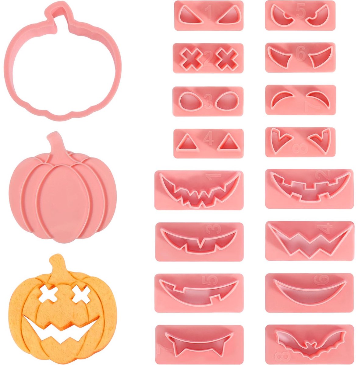 18 stuks Halloween koekjessnijders set, 3D pompoen uitsteekvormpjes, kunststof 3D-koekjessnijders, koekjessnijders - ShopVlot