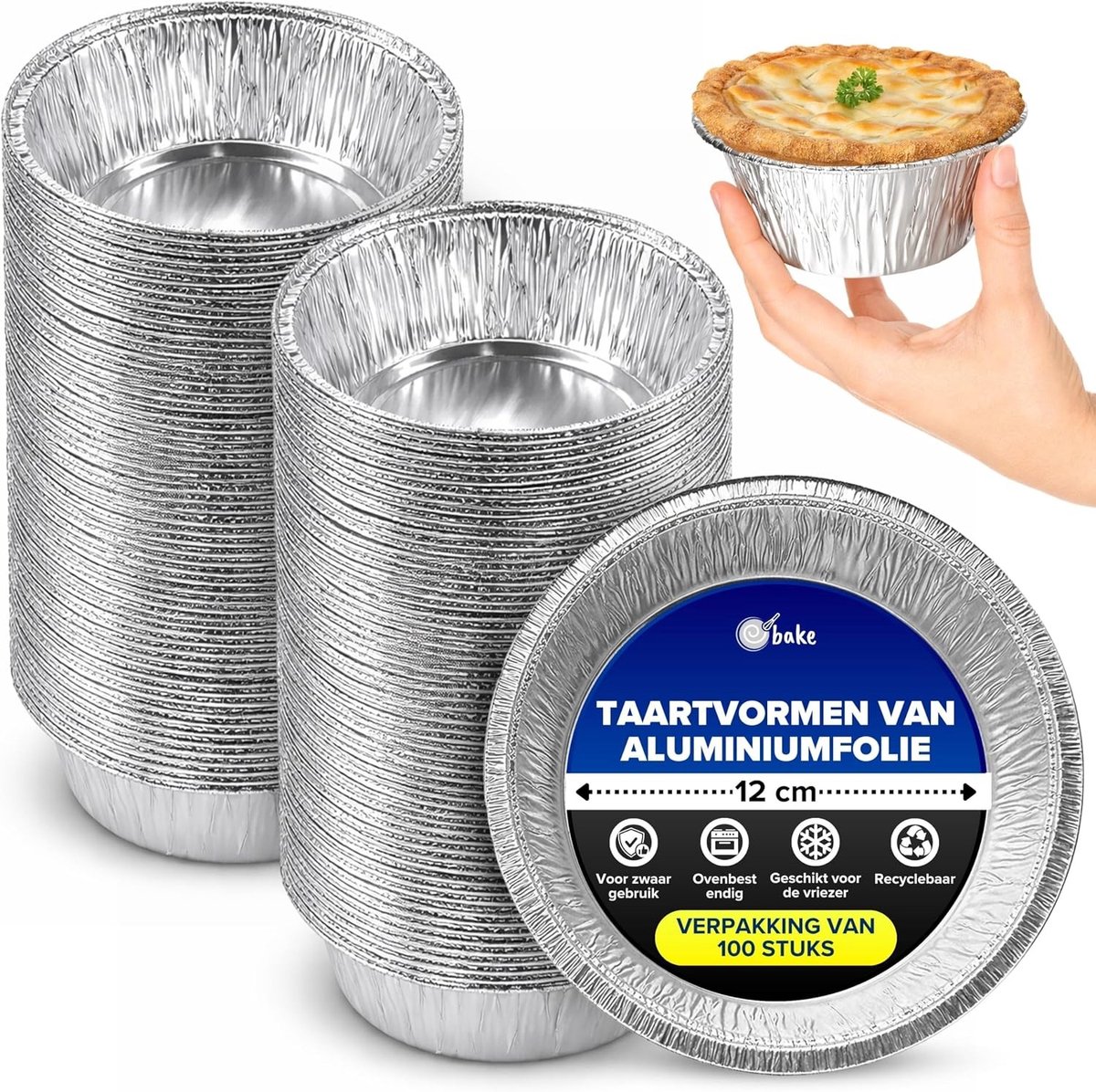 Wegwerp Aluminium Folie Bakschalen - 12 cm - Set van 100 Stuks - Ideaal voor Taartjes en Gebak
