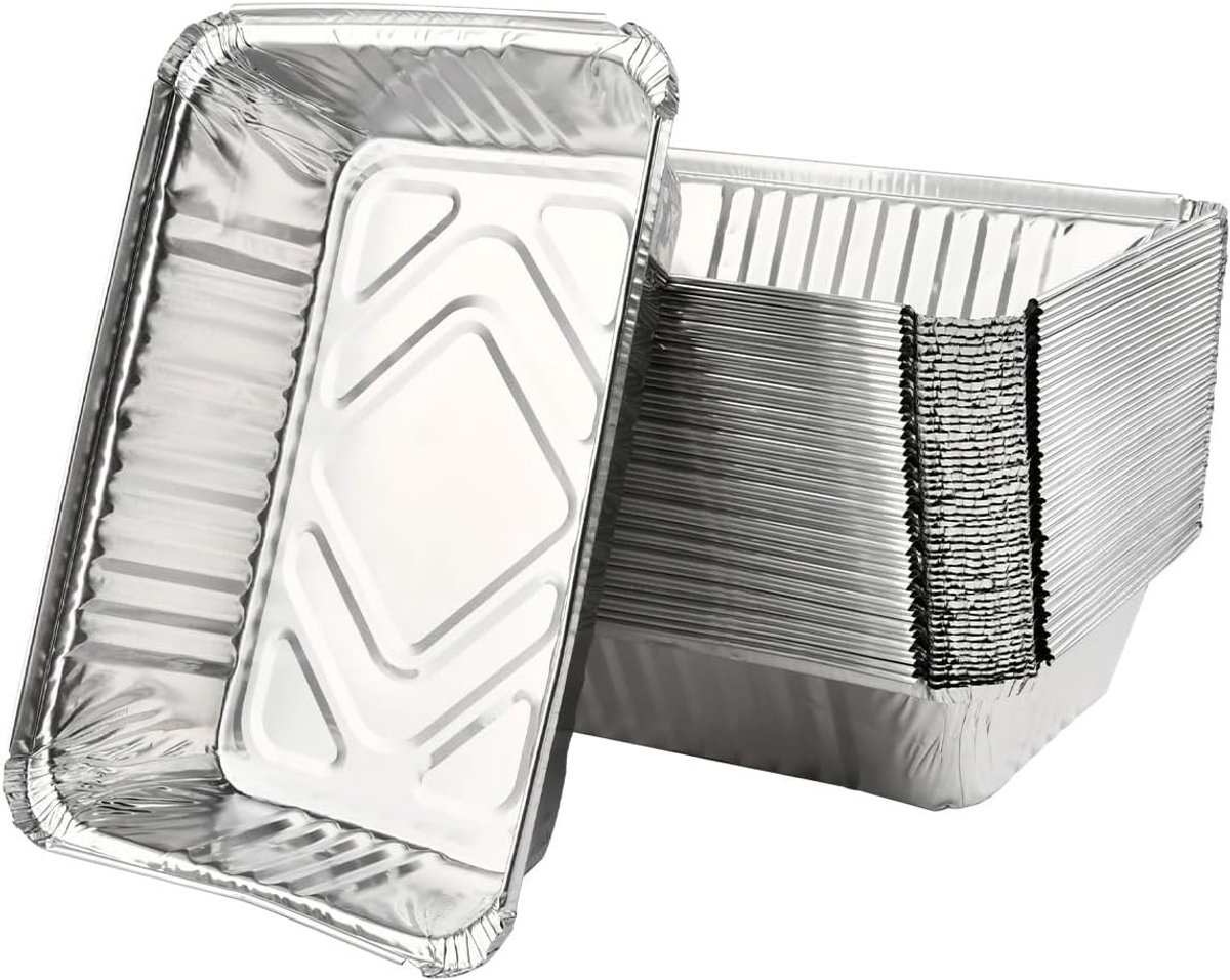 Aluminium Grillschaal - Zilver - 22 x 15 x 5,5 cm - Wegwerp Bakje voor Barbecue en Ovenschotels