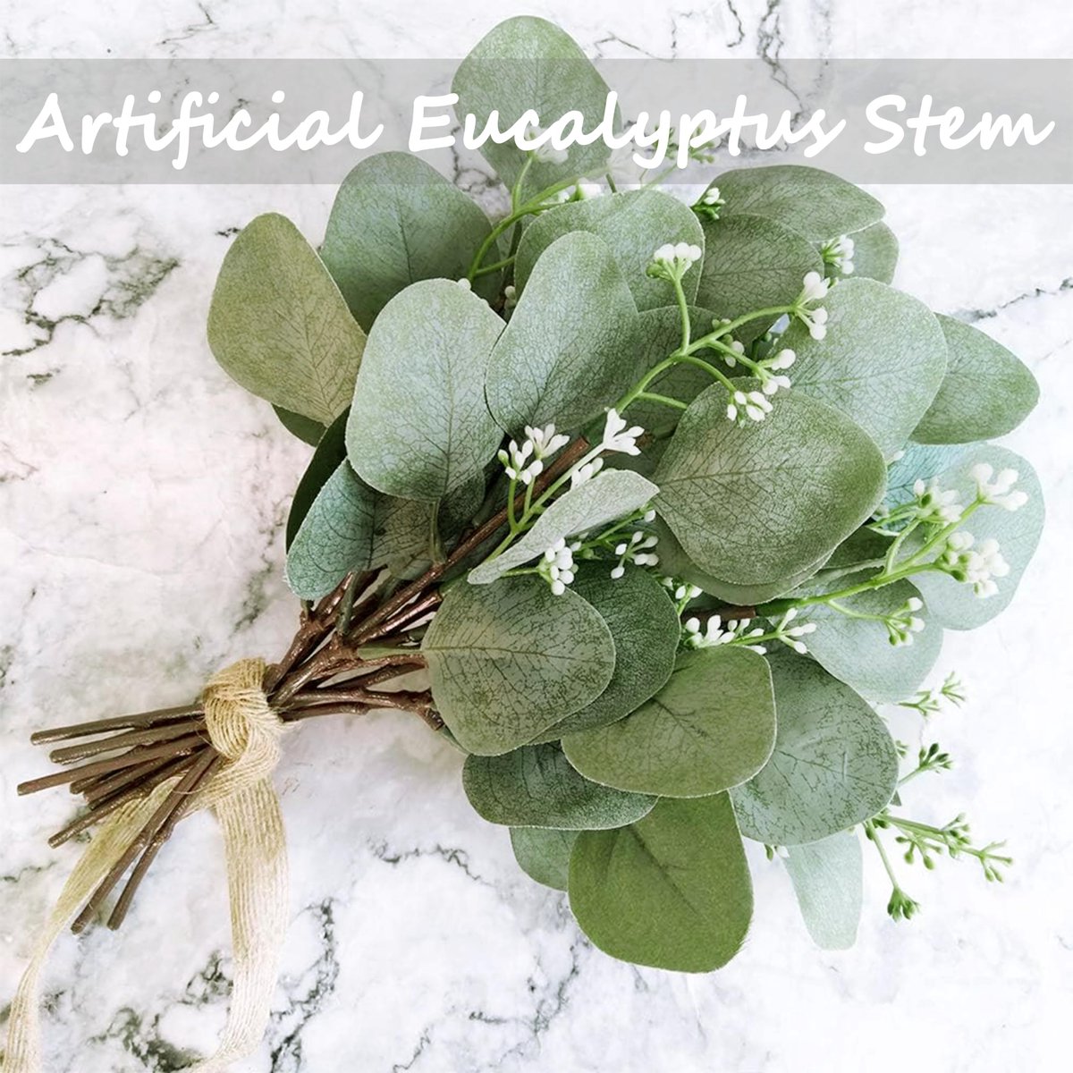 Homcomodar Kunstmatige Eucalyptus Zaadsteel 24 Stuks Groen Eucalyptus Bladeren Tak 29 cm Zilver Dollar Eucalyptus - ShopVlot