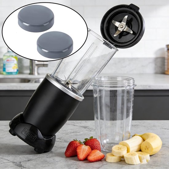 2 stuks Nutri kogeldeksels uitgerust met 2 kleine bekerborstels, hersluitbaar deksel met pakkingen voor NutriBullet - ShopVlot — afbeelding 4