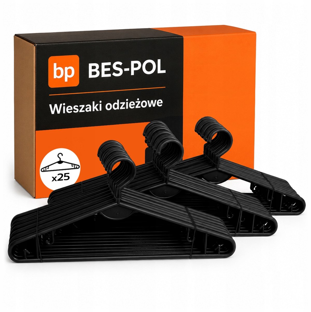 25x zwarte universele kleerhangers - sterk en duurzaam