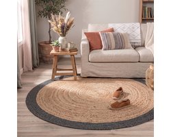 NATURL. Jute vloerkleed - Fair Rond Naturel/Zwart | Bohemian - Ø 140cm