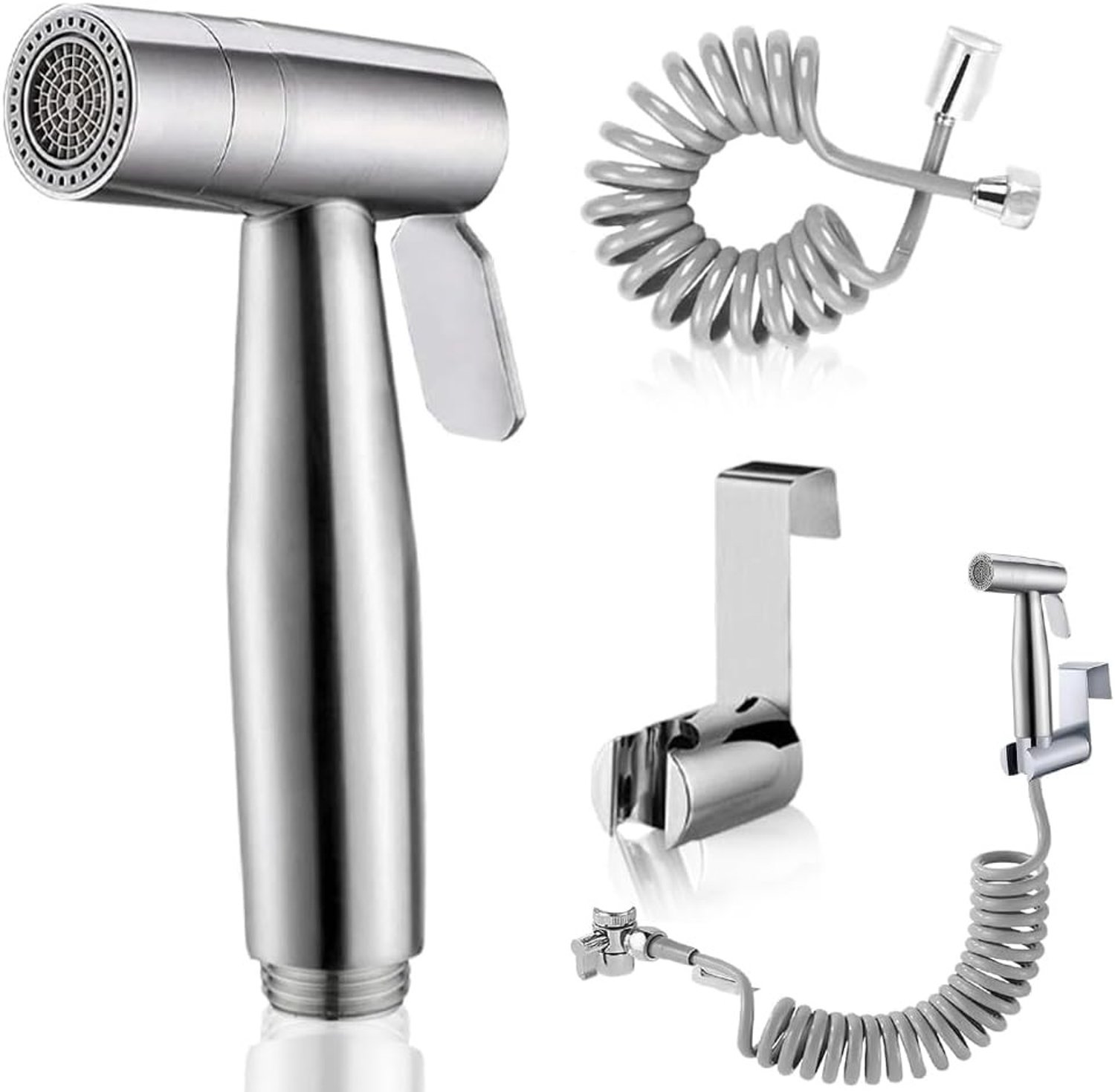 Bidet Handdouche van RVS met Dubbele Spuitmodus, Babydoek Spray Set met Kraan Dispenser en Wandmontage voor Hygiënische Verzorging