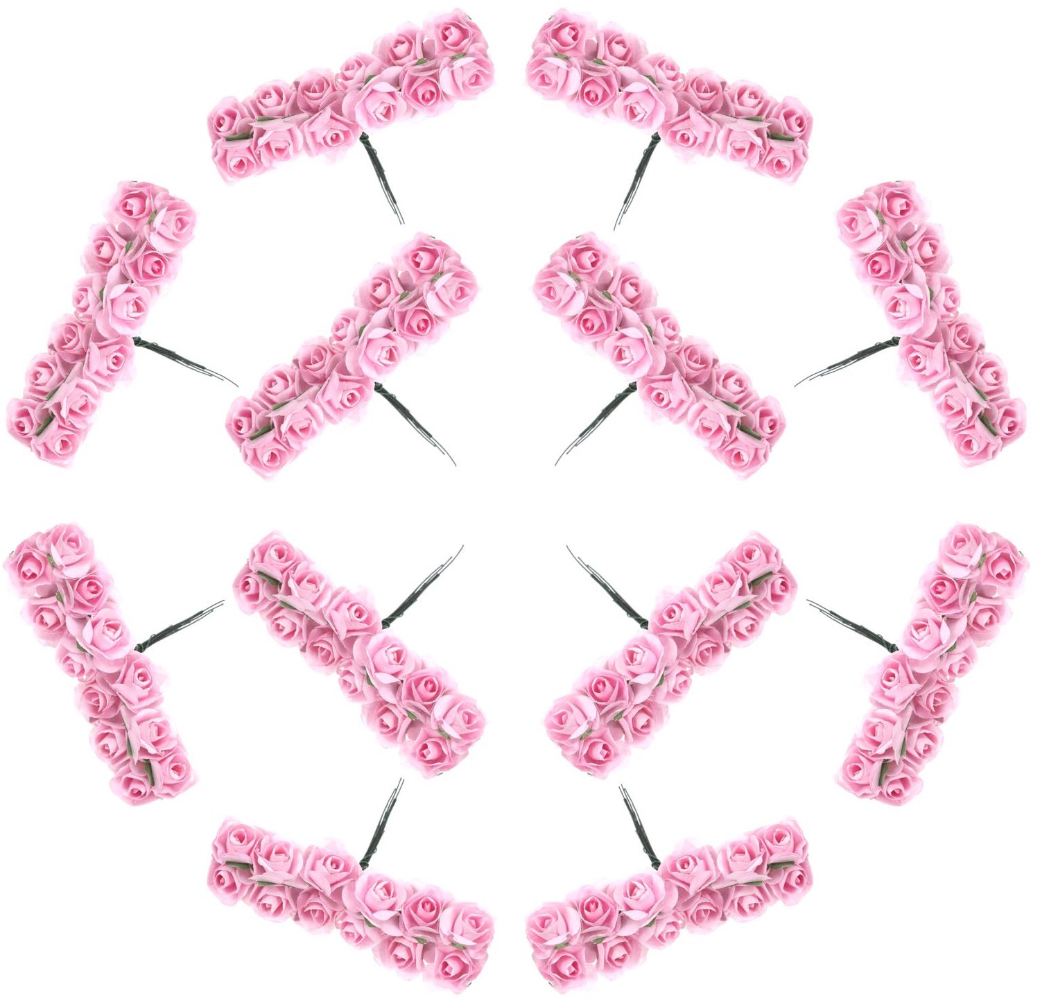 mini-kunstbloemen 144 stuks - roze rozen - schuimrozen - ideaal voor bruiloften - ShopVlot