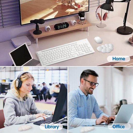 Polssteun voor muis in wolkenvorm, ergonomische polssteun voor muis, van traagschuim, wit, voor computer, kantoor, thuis — afbeelding 4