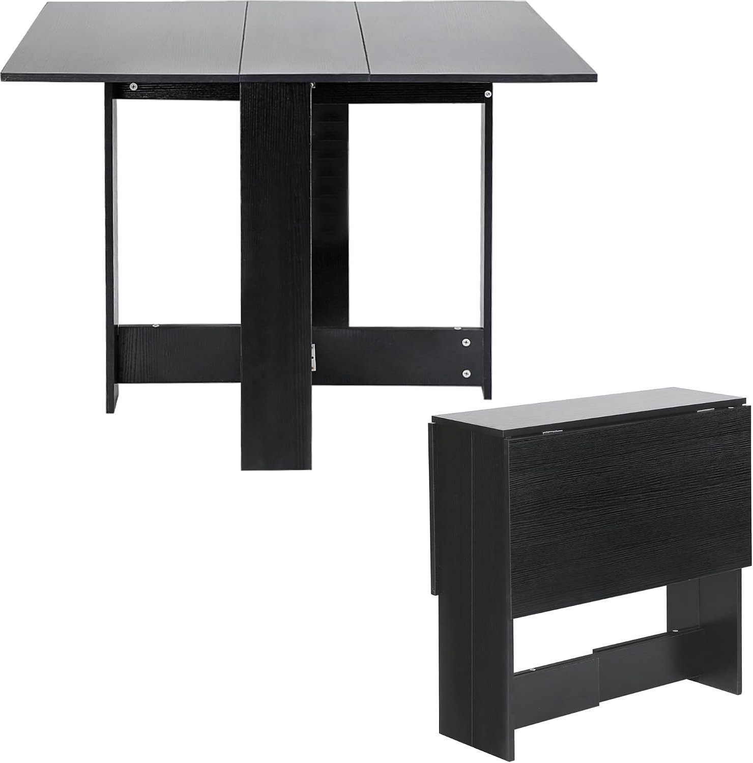 102,5 × 76 × 73 cm, Scandinavische eettafel, rechthoekige opvouwbare houten tafel, inklapbare eettafel, houten keukentafel, bistrotafel voor 1-6 personen (zwart I)