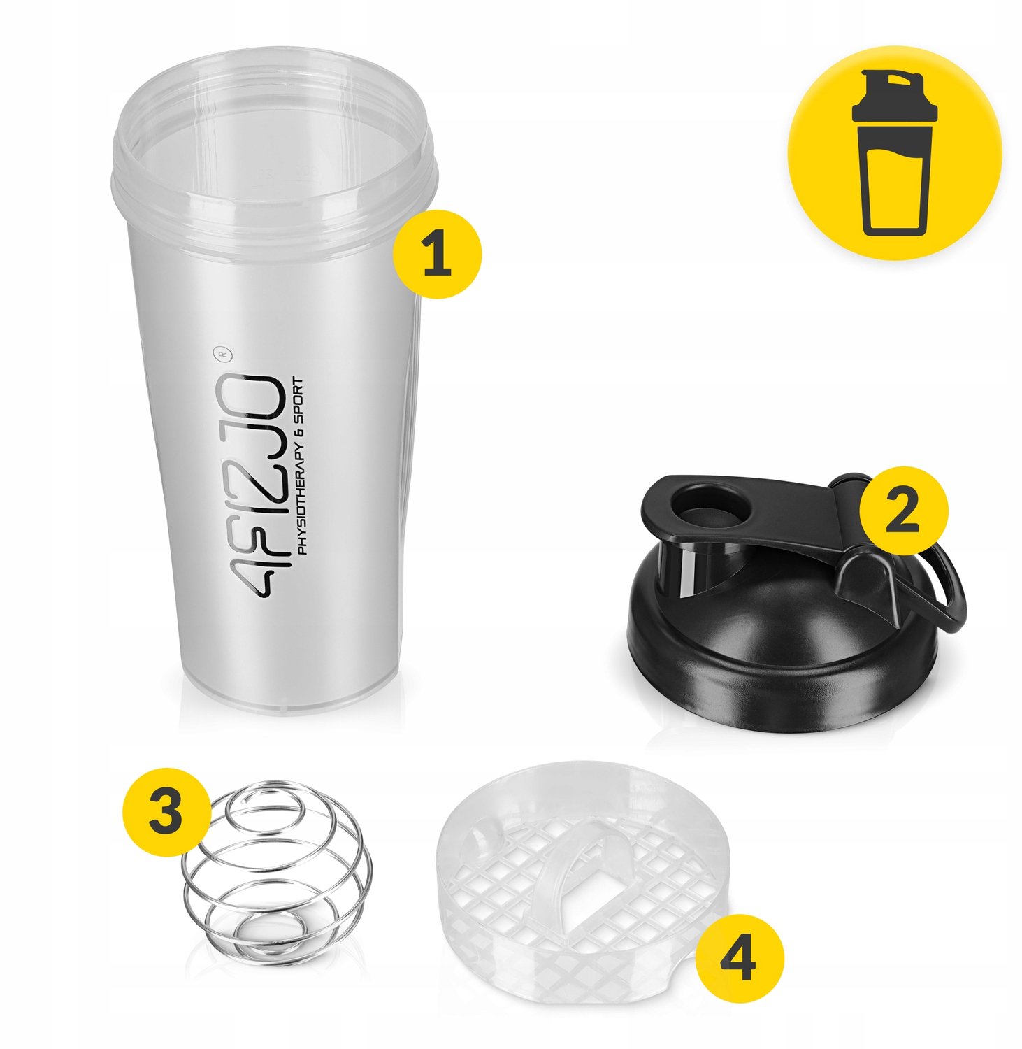Merkloze Sport Shaker 650ml met RVS Bal en Zeef