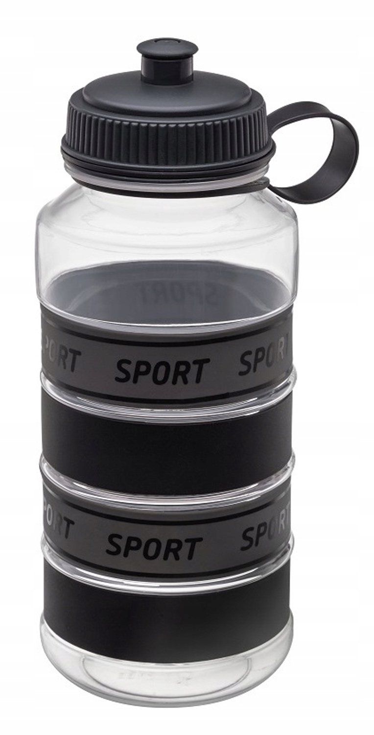 Sport Bidon MAXI 1000 ml Zwart-Grijs Antislip Handvat BPA-Vrij