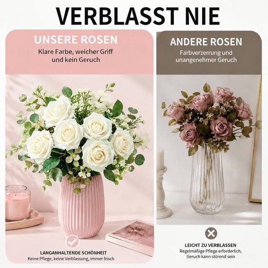 25 stuks witte kunstrozen met blad en verstelbare steel — afbeelding 3